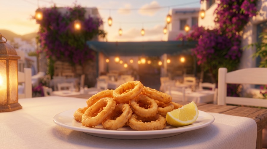 Fried calamari at Taverna Kostas