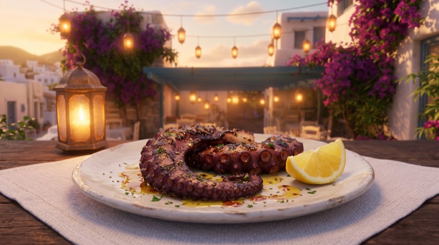 Grilled octopus at Taverna Kostas