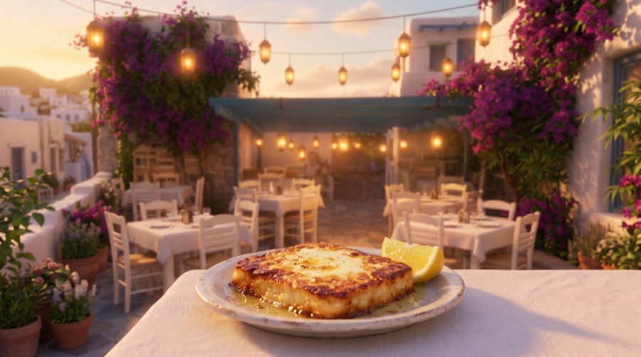 Saganaki at Taverna Kostas